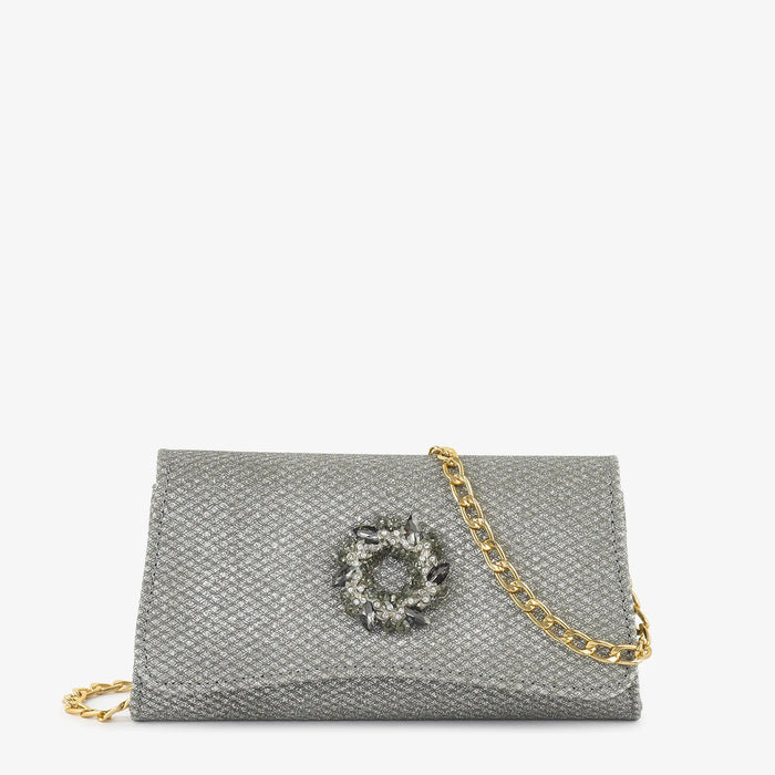 Grey Shimmer Textured Clutch Bag