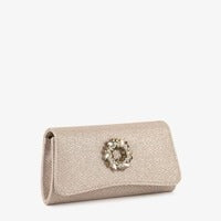 Beige Shimmer Textured Clutch Bag