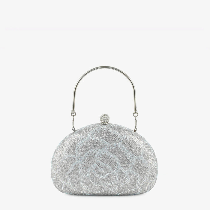 Silver Floral Crystal Handbag