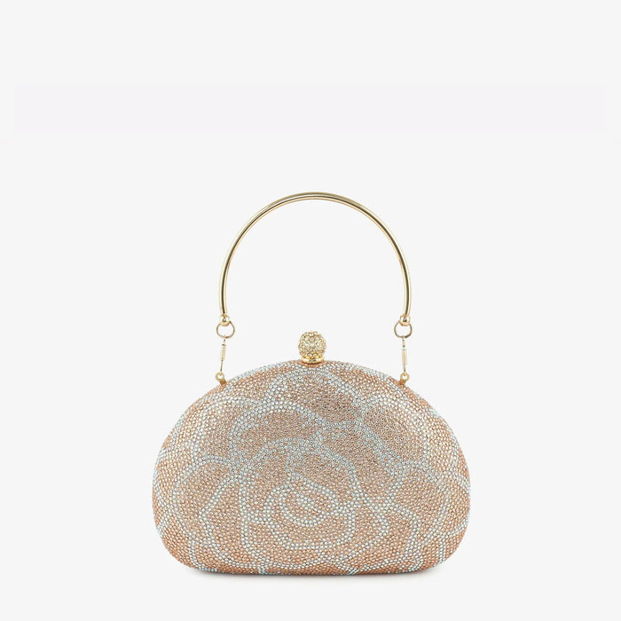 Champagne Floral Crystal Handbag