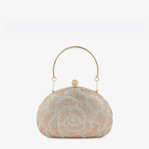 Champagne Floral Crystal Handbag