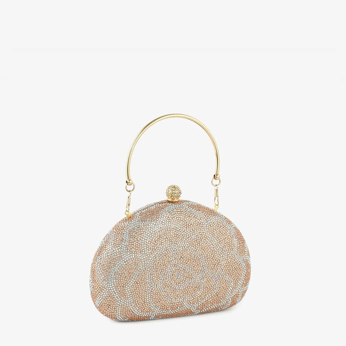 Champagne Floral Crystal Handbag