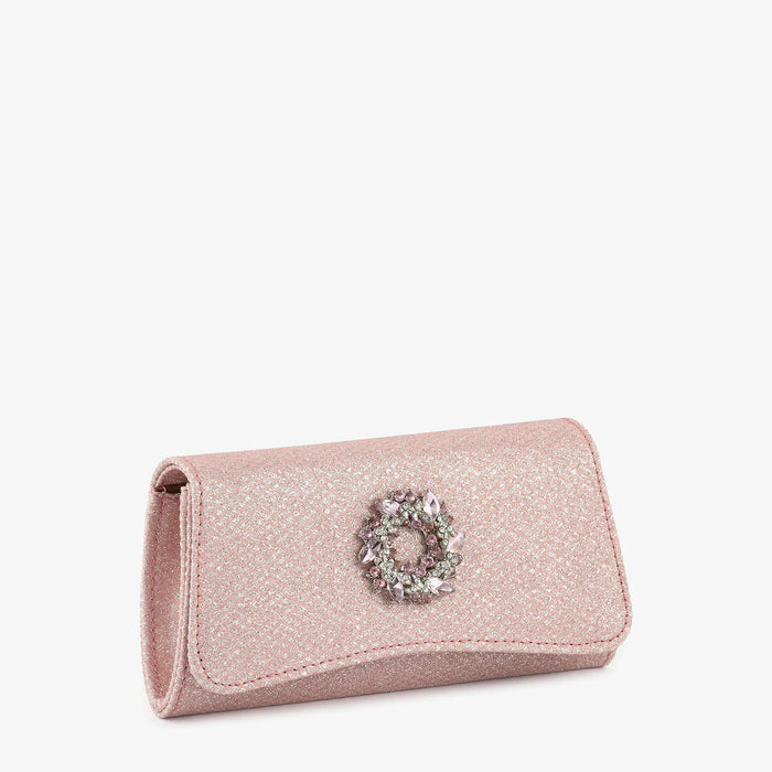 Pink Crystal Embellished Evening Clutch